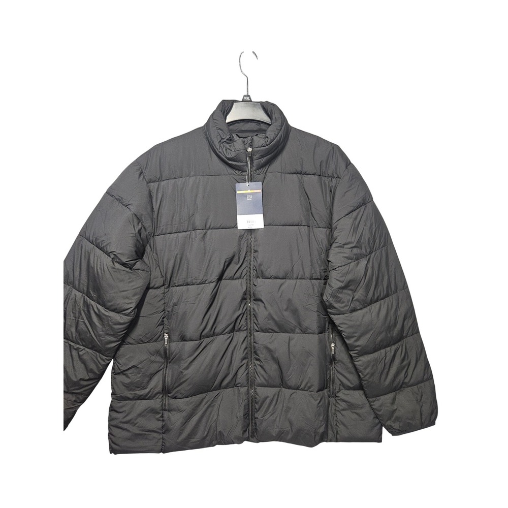 St Johns Bay Mens XXL Black Puffer Jacket Full Zip Quilted Mock Neck New